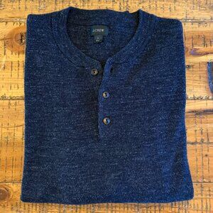 Men's J.Crew Heather Navy Blue Henley Sweater